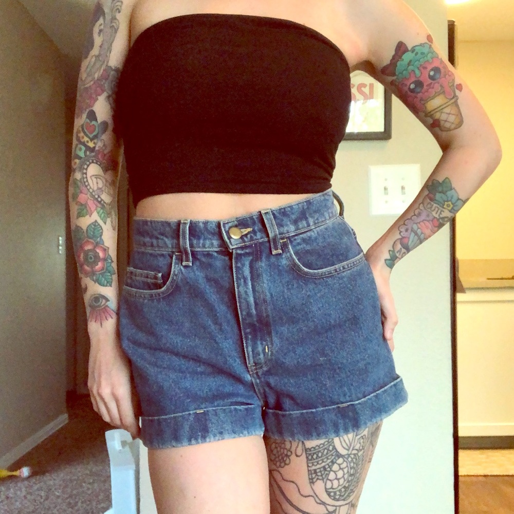 American Apparel High Waist Jean Shorts
